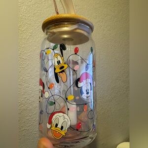 Disney Clear Glass Cup NWT